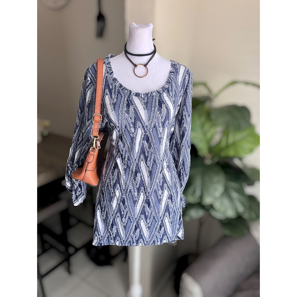 Context Exclusively at Lord and Taylor Geo Print Long Sleeve Top XL
